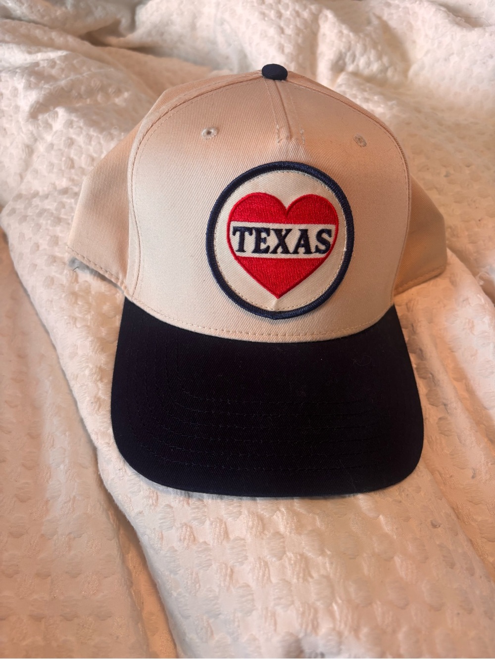 Texas Heart Patch Two-Tone Baseball Cap - Beige white and Navy